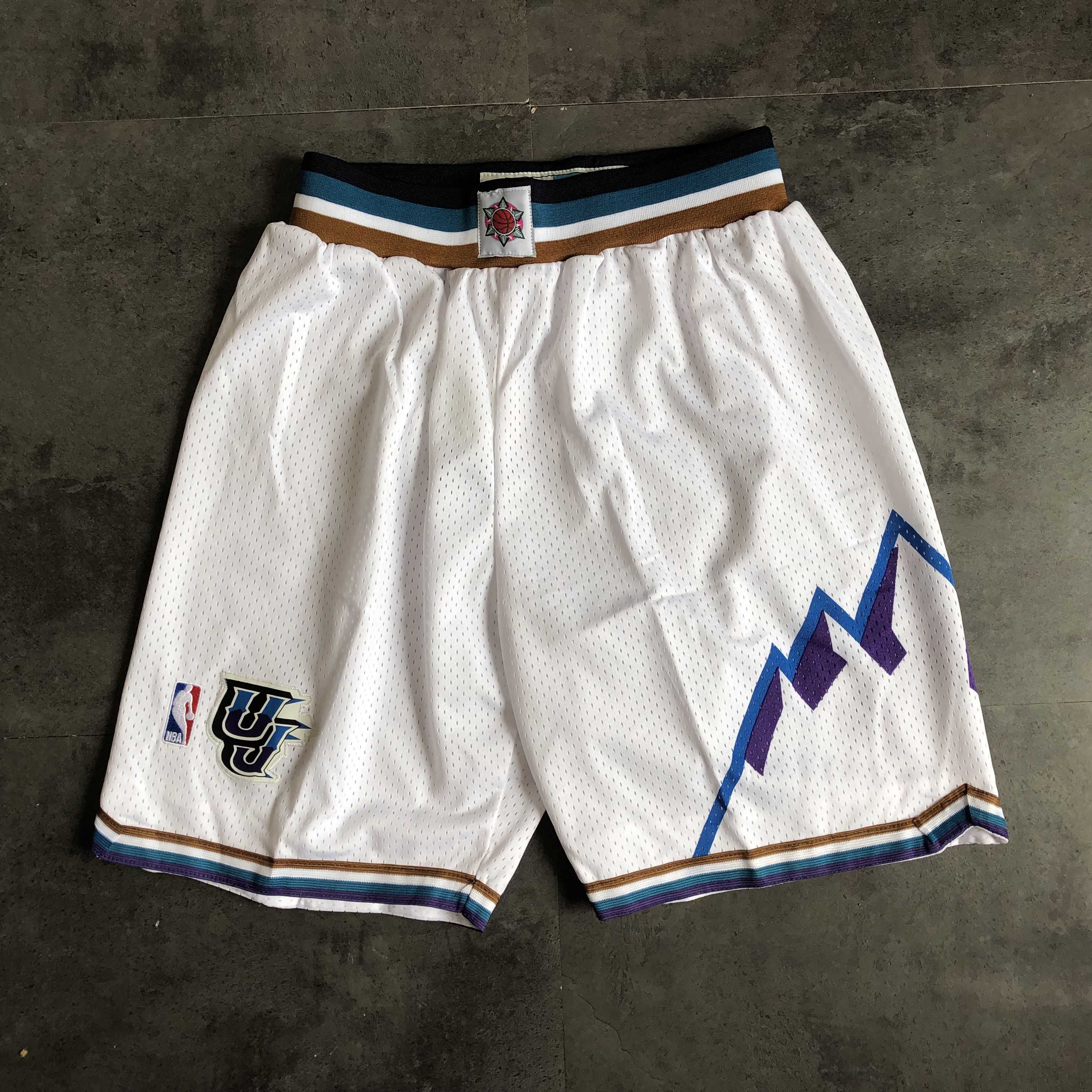 Men NBA Utah Jazz White Shorts 04161